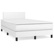 vidaXL Ramsäng med madrass vit 120x190 cm konstläder