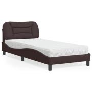 vidaXL Säng med madrass mörkbrun 90x200 cm tyg