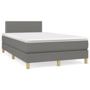 vidaXL Ramsäng med madrass & LED mörkgrå 120x190 cm tyg