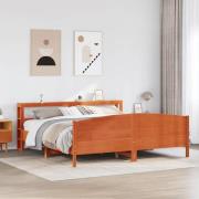 vidaXL Sängram utan madrass vaxbrun 180x200 cm massiv furu