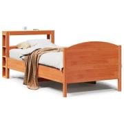 vidaXL Sängram utan madrass vaxad brun 90x200 cm massiv furu