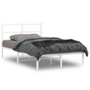 vidaXL Sängram med huvudgavel metall vit 120x190 cm