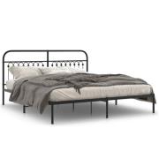 vidaXL Sängram med huvudgavel metall svart 183x213 cm