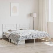 vidaXL Sängram med huvudgavel metall vit 200x200 cm