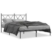 vidaXL Sängram med huvudgavel metall svart 140x190 cm