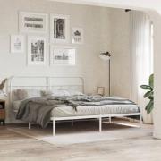 vidaXL Sängram med huvudgavel metall vit 183x213 cm