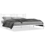 vidaXL Sängram med huvudgavel metall vit 183x213 cm