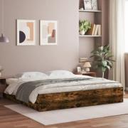 vidaXL Sängram med lådor rökfärgad ek 200x200 cm konstruerad trä