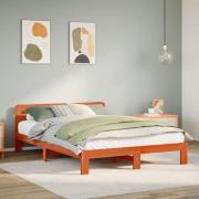 vidaXL Sängram utan madrass vaxbrun 120x190 cm massiv furu
