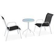 vidaXL Caféset 3 delar stål svart