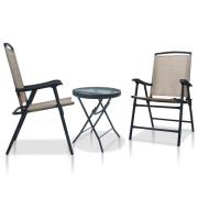 vidaXL Caféset 3 delar taupe stål