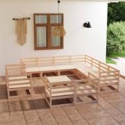 vidaXL Loungegrupp 12 delar massiv furu