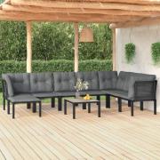 vidaXL Loungegrupp för trädgården 9 delar konstrotting svart och grå