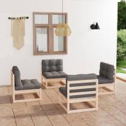 vidaXL Loungegrupp med dynor 4 delar massiv furu