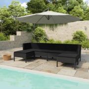 vidaXL Loungegrupp med dynor 6 delar svart konstrotting