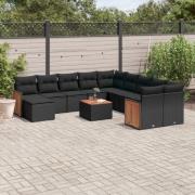 vidaXL Loungegrupp med dynor 12 delar svart konstrotting