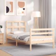 vidaXL Sängram med huvudgavel 90x200 cm massivt trä