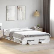vidaXL Sängram med lådor vit 140x190 cm konstruerat trä