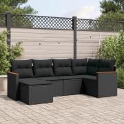 vidaXL Loungegrupp med dynor 6 delar svart konstrotting