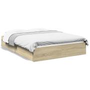 vidaXL Sängram med lådor sonoma-ek 135x190 cm konstruerat trä