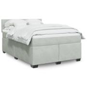 vidaXL Ramsäng med madrass ljusgrå 140x190 cm sammet