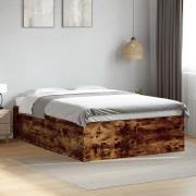 vidaXL Sängram rökfärgad ek 135x190 cm konstruerat trä
