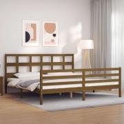 vidaXL Sängram med huvudgavel honungsbrun 200x200 cm massivt trä