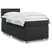 vidaXL Ramsäng med madrass svart 100x200 cm konstläder