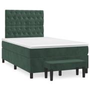 vidaXL Ramsäng med madrass mörkgrön 120x190 cm sammet