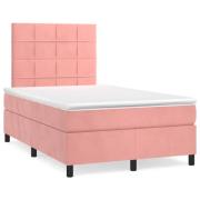 vidaXL Ramsäng med madrass rosa 120x190 cm sammet