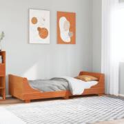 vidaXL Sängram utan madrass vaxad brun 90x190 cm massiv furu