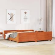 vidaXL Sängram utan madrass vaxbrun 180x200 cm massiv furu
