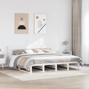 vidaXL Sängram utan madrass vit 200x200 cm massiv furu