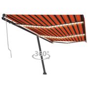 vidaXL Automatisk markis med vindsensor & LED 600x350 cm orange/brun