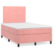 vidaXL Ramsäng med madrass rosa 120x190 cm sammet