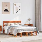 vidaXL Sängram utan madrass vaxbrun 120x200 cm massiv furu