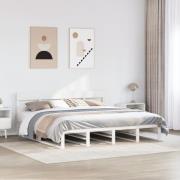 vidaXL Sängram utan madrass vit 180x200 cm massiv furu