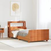 vidaXL Sängram utan madrass vaxbrun 75x190 cm massiv furu