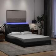 vidaXL Sängram med LED utan madrass svart 140x200 cm tyg