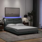 vidaXL Sängram med LED utan madrass ljusgrå 140x200 cm tyg