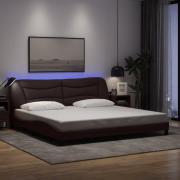 vidaXL Bed Frame with LED without Mattress "Hvar" Dark Brown 200x200 c...