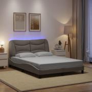 vidaXL Sängram med LED utan madrass Taupe 120x200 cm tyg