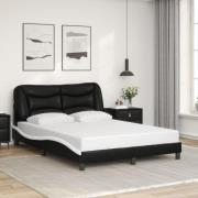 vidaXL Sängram med huvudgavel svart och vit 120x200 cm konstläder
