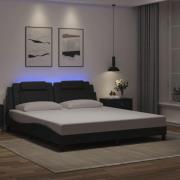 vidaXL Sängram med LEDs utan madrass svart 180x200 cm