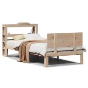vidaXL Sängram med huvudgavel 90x200 cm massiv furu