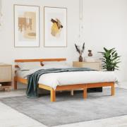 vidaXL Sängram utan madrass vaxbrun 140x190 cm massiv furu