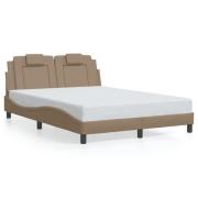 vidaXL Sängram med LEDs utan madrass cappuccino 120x200 cm