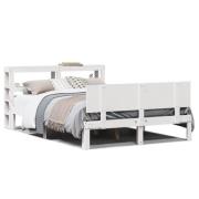 vidaXL Sängram med huvudgavel utan madrass vit 140x190 cm