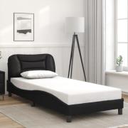 vidaXL Sängram med huvudgavel svart 80x200 cm konstläder
