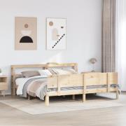 vidaXL Sängram med huvudgavel 180x200 cm massiv furu